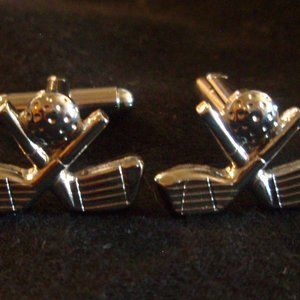 Silver Golf Club and Ball Cuff Links